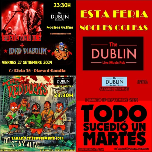Cartel: ESTAS FERIAS ROCK AND ROLL EN EL DUBLIN 27/28/29