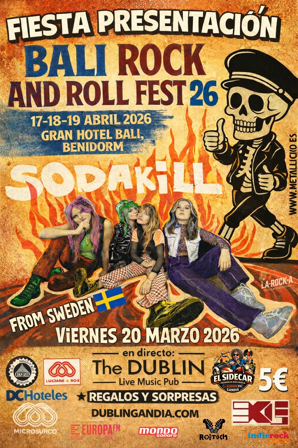 Cartel: SODA KILL FROM SWEDEN / FIESTA PRESENTACIÓN BALI ROCK AND ROLL FEST 26