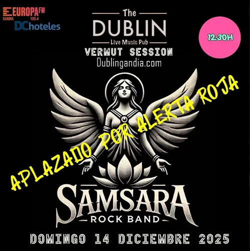 Cartel: APLAZADO POR ALERTA ROJA -VERMUT SESSION SAMSARA ROCK-BAND